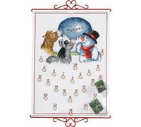 Kit de bordado de punto de cruz "Calendario de Adviento, muñeco de nieve con animales", patrón contado, 38x52 cm