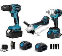 Kit de bricolaje profesional completo 3 en 1 con taladro atornillador inalámbrico, amoladora angular inalámbrica, taladro de pulso desenrosca los pernos de 68 V