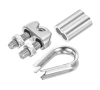 Kit de cable de acero, 24 piezas M6 de acero inoxidable Guardacabos, Mordazas para cable, Manguito de crimpado de aluminio para cable de 1/4"(M6)