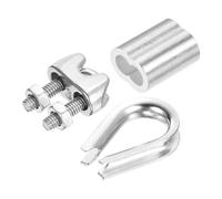 Kit de cable de acero, 24 piezas M6 de acero inoxidable Guardacabos, Mordazas para cable, Manguito de crimpado de aluminio para cable de 1/4"(M3)
