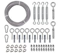 Kit de cable de acero inoxidable de 30 metros, 2 mm de diámetro, con revestimiento de PVC y accesorios