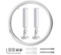 Kit de cable de acero para colgar, blanco, marca Ibenzoa®, de 5 metros – Ideal para colgar cortinas y cuadros, resistente a la corrosión, capacidad de carga de 5 kg, incluye accesorios de montaje