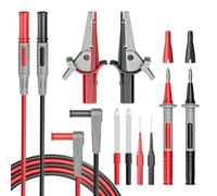 Kit de cables de medición de multímetro Cleqee 10 piezas, cables de prueba, sondas, conectores banana de 4mm con pinzas de cocodrilo, sondas de perforación de alambre para pruebas eléctricas 1000V 10A