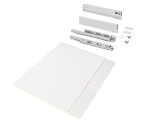 Kit de cajón para cocina o baño Vertex, de 93 mm de altura, con paneles incluidos, pintado de blanco, marca Emuca
