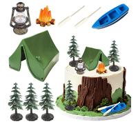 Kit de camping con motivos de tortugas, compuesto por 9 piezas: tienda de campaña, árboles y fogata