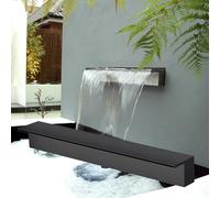 Kit de Cascada de Acero Inoxidable para Parques, hoteles, aeropuertos y centros comerciales - Fuente de Exterior/Interior de 142 cm (56 Pulgadas), fácil instalación, diseño Negro Duradero.