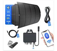 Kit de centralita fotovoltaica para balcón RC 800 W, que incluye soporte, 2 paneles solares flexibles de 200 W, inversor de 800 W con Wi-Fi y toma de corriente, sistema fotovoltaico completo