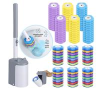 Kit de cepillo de inodoro desechable con soporte de apertura automática, juego de varilla limpiadora sin contacto, esponjas de repuesto para limpieza profunda 360° para WC C Brush 18pcs 3color