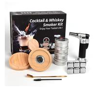 Kit de Cóctel para Fumadores con 4 Astillas de Madera, kit de Bebidas para Fumadores de Whisky a La Antigua, Juego de Ahumador de Bebidas whisky, Regalo para Padres, Esposos y Amantes de Los Cócteles