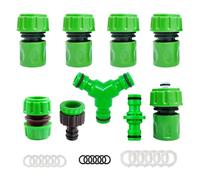 Kit de Conectores de Plástico para Manguera de Jardín - 2 Dobles Macho, 6 de Conexión Rápida 1/2", 2 de Grifo 21mm y 26,5mm - Tamaño 2 en 1