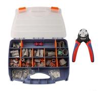 Kit de conectores eléctricos de 338 piezas con herramienta de crimpado 14 | Incluye 338 piezas, crimpadora de trinquete de 4 vías, capacidad de 14-18 AWG, acción suave, engarces precisos