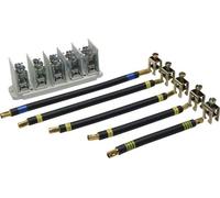 Kit de conexión Hager universZ, 5 polos, para cables de sección de 15 mm² a 95 mm², compatible con U84LU, con terminales de conexión en placa SaS de 12x5 mm y 2 terminales SLS