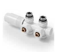 Kit de conexión para radiadores S'AFIELINA, juego de múltiples conexiones, radiador, 15 mm/16 mm, blanco, latón, rosca G 1/2", para montaje en esquina y para instalaciones de paso
