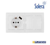 Kit de conmutador + base con usb + marco de 2 elementos 154x81x10mm s.