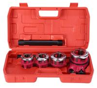 Kit de corte de roscas de 4 piezas - Fabricado en hierro fundido - Juego manual para instalaciones - Pinza para tubos - Cabezal de llave rápida compacto - Resistente al agua - Juego de herramientas pa