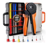 Kit de Crimpadora con 1400 Conectores, Alicates de Terminales AWG 28-5, Juego de Prensa de Cable Ajustable 0.08-16mm², Herramienta de Crimpado para Conectores de Cable