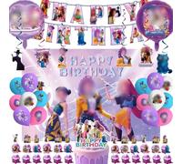 Kit de decoración de cumpleaños estilo anime de 51 piezas:Pancarta,Fondo,Globos de cumpleaños infantiles y adorno para pastel.Ideal para fiestas infantiles