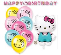 Kit de decoración de fiesta de Hello Kitty con globo de aluminio SuperShape de 25 pulgadas, látex de 12 pulgadas, globos, pancarta y calcomanía, suministros de fiesta de Hello Kitty | Producto oficial
