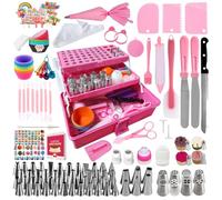 Kit de decoración de pasteles de 369 piezas con 60 boquillas y caja de herramientas multiusos de 3 capas con bandeja
