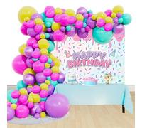 Kit de Decoración para Fiestas House Globos Morados Rojos Azules Amarillos Guirnalda Arco Incluye Temática Fiestas de Cumpleaños