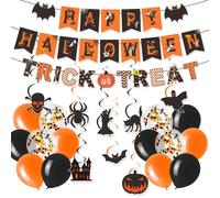 Kit de decoración para Halloween, 49 piezas, que incluye pancarta, guirnalda y globos