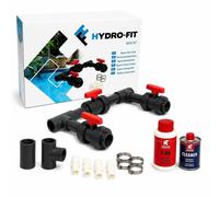 Kit de derivación COIL para bombas de calor de piscinas, juego básico universal de PVC de 50 mm con 3 válvulas de bola, adhesivo y limpiador Griffon – Montaje propio