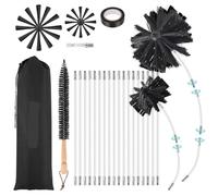 Kit De Deshollinador Chimeneas, Cepillo Con Secador Chimenea, Sistema Limpieza Ventilación Tuberías Aguas Residuales 18 Varillas Suaves Nailon