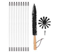 Kit de deshollinador de chimeneas, herramientas multifuncionales de limpieza de chimeneas de nailon duradero con 9 varillas flexibles y cepillo con mango de para mantenimiento de