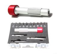 Kit de destornilladores de mango de aluminio ligero plateado | Incluye SL, PH, para brocas torx, mango de aluminio, convertidor de extensión, diseño ligero, acabado plateado