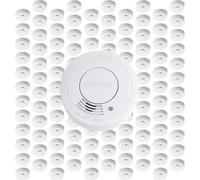 Kit de detectores de humo Wiltec de 120 unidades, con batería integrada de 3 V, funcionamiento autónomo durante 10 años, detector de incendios con función de silencio, alarma de protección contra ince