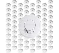 Kit de detectores de humo Wiltec de 80x con batería integrada de 3V, funcionamiento autónomo durante 10 años, detector de incendios con función de silencio, alarma de incendio fiable de 85 dB, protecc