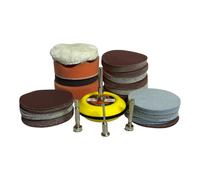Kit de Discos de Lijado y Pulido 120 Piezas para Taladro - Granos P60 a P10000, Almohadillas de Pulido, Platos de Soporte y Adaptadores - Ideal para Metal, Madera, Coche, Mármol y Restauración