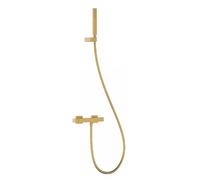 Kit de ducha con grifo monomando y soporte mural de latón acabado oro mate Slim TRES