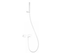 Kit de ducha con grifo monomando y soporte mural en latón con acabado blanco mate Slim TRES