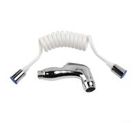 Kit de ducha de baño con manguera de 150 cm resistente al óxido de poliuretano cromado montado en la pared spray de limpieza higiénica para el hogar para hotel, accesorio plateado
