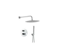 Kit de ducha empotrada a pared con rociador redondo monomando en cromado Besaya de Valaz - 20 cm