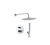Kit de ducha empotrada redonda con botones clic-clac en cromado Andarax de Valaz - 20 cm