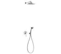Kit de ducha para empotrar con grifo monomando de latón con acabado cromado Flat Tres