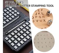 Kit de estampado de letras de cuero y números del alfabeto de Metal, herramientas de punzonado de sellos, herramientas en relieve de cuero, 3,5mm/6,5mm, 37 Uds.