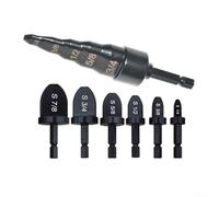 Kit de expansor de tubo de cobre profesional de 7 piezas con vástago hexagonal para taladro eléctrico HVAC Refrigeración Pipe Flaring Tool Set Negro