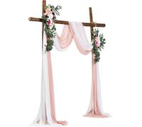 Kit de flores artificiales para arco de boda, color rosa, que incluye 2 flores y 2 cortinas
