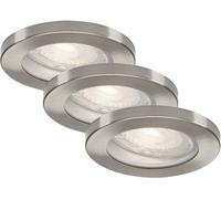 Kit de focos empotrables LED Briloner, acabado níquel mate, 3 focos, bombillas GU10, 47W