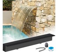 Kit de Fuente con Cascada y vertedero - Elemento de Flujo de Agua de Acero Inoxidable para decoración Interior/Exterior, Montaje en Pared, Negro, 30 cm/12 Pulgadas de Largo - Elegante diseño