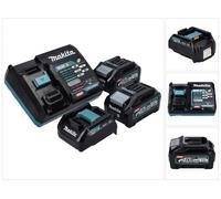 Kit de fuente de alimentación Makita 40 V máx. con 2 baterías BL 4040 de 4,0 Ah XGT + cargador rápido DC 40 RA XGT LXT + adaptador de carga ADP10