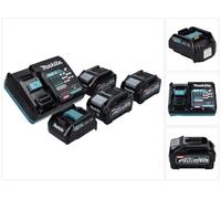 Kit de fuente de alimentación Makita 40 V máx. con 3 baterías BL 4040 4,0 Ah XGT + cargador rápido DC 40 RA XGT LXT + adaptador de carga ADP10