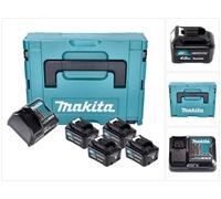 Kit de fuente de alimentación Makita 4x BL 1041 B batería 12 V máx. 4,0 Ah CXT (4x 197406-2) + cargador DC 10 SB (197363-4) + Makpac