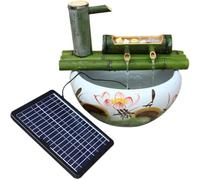 Kit de fuente de bambú artesanal, elemento acuático para jardín estilo zen feng shui, adorno de agua solar circulante, decoración de paisaje exterior para jardín, estanque, abrevadero de piedra o pati