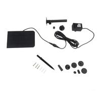 Kit de fuente de bomba de agua solar, boquillas de flujo ajustables para estanques al aire libre, baños de pájaros, máximo 55 cm, pulverización, color negro