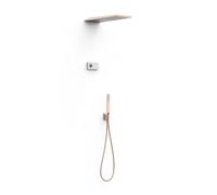 Kit de grifo termostático de dos vías en latón y acero inox con acabado oro rosa mate SHOWER TECHNOLOGY TRES