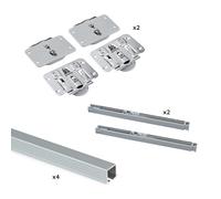 Kit de herrajes para armario 2 puertas correderas y cierre suave flow con carriles encastrados 2.35m, tableros no incluidos, anodizado mate